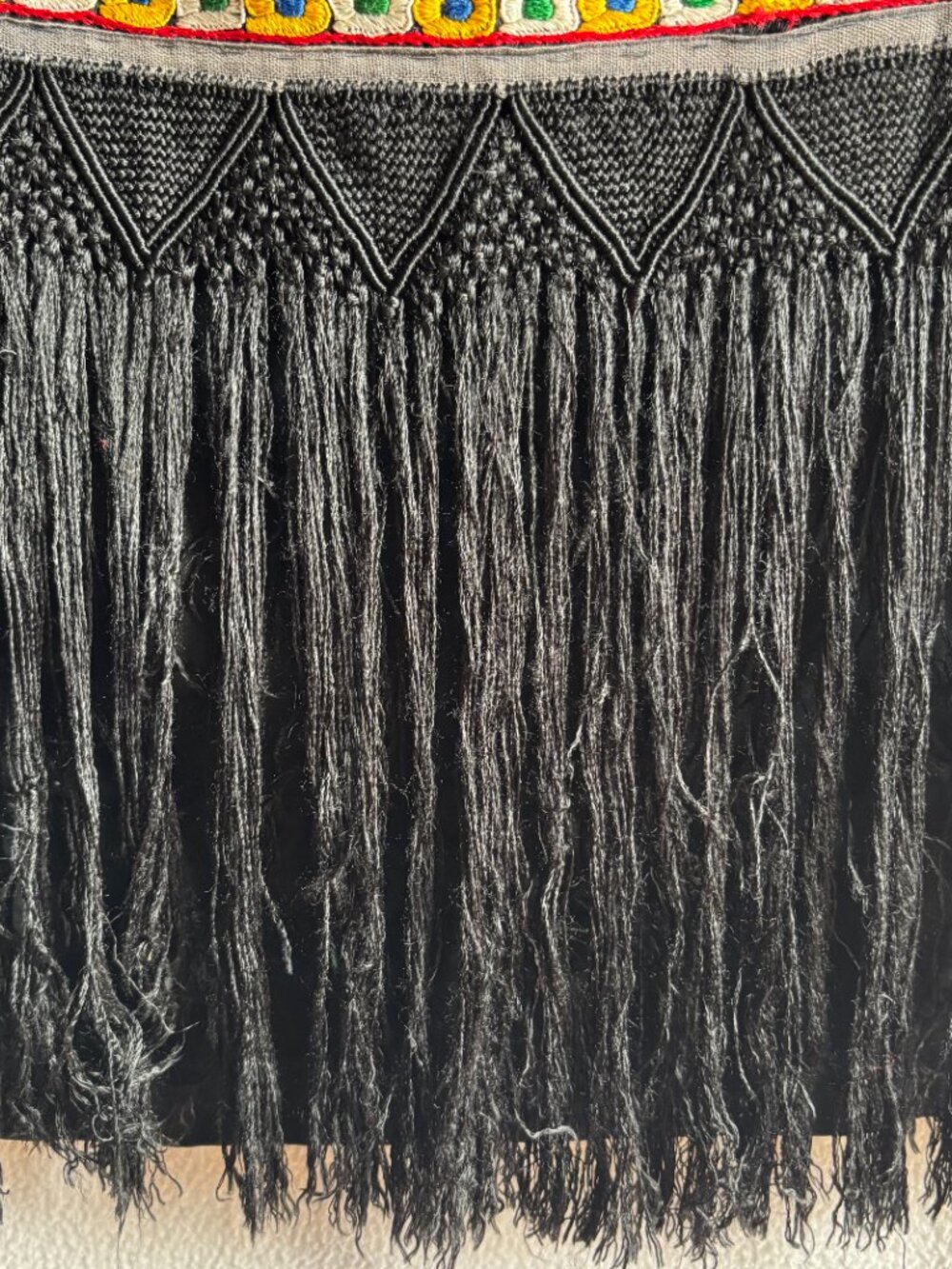 Vintage Hungarian Matyo Embroidered Fringed Folk Apron Unisex - Picture 7 of 16